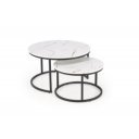 JARVIS modern 2 részes dohányzóasztal szett – fehér márvány / fekete - 79/59cm
