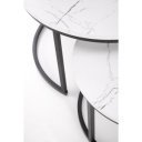 JARVIS modern 2 részes dohányzóasztal szett – fehér márvány / fekete - 79/59cm