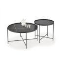 JORDAN modern 2 részes dohányzóasztal szett – fekete márvány / fekete - 70/48cm