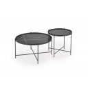 JORDAN modern 2 részes dohányzóasztal szett – fekete márvány / fekete - 70/48cm