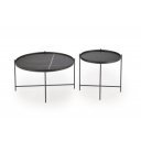 JORDAN modern 2 részes dohányzóasztal szett – fekete márvány / fekete - 70/48cm