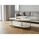 JENSON modern dohányzóasztal – fehér márvány / arany - 120cm