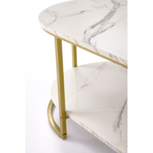 JENSON modern dohányzóasztal – fehér márvány / arany - 120cm