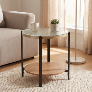 KINGSLEY modern lerakóasztal – natúr / fekete - 53cm HALMAR