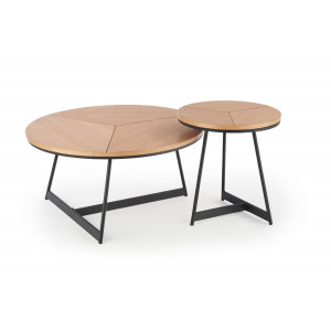KENDALL modern dohányzóasztal – natúr tölgy / fekete - 80cm