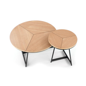 KENDALL modern dohányzóasztal – natúr tölgy / fekete - 80cm