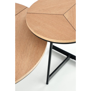 KENDALL modern dohányzóasztal – natúr tölgy / fekete - 80cm