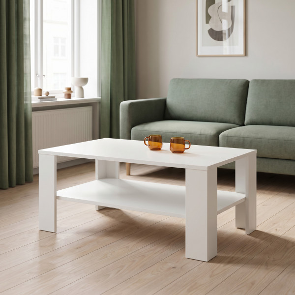 KNOX modern dohányzóasztal – fehér - 110cm
