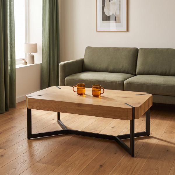LAYTON modern dohányzóasztal – arany tölgy / fekete - 110cm