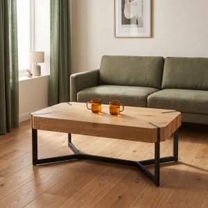LAYTON modern dohányzóasztal – arany tölgy / fekete - 110cm HALMAR