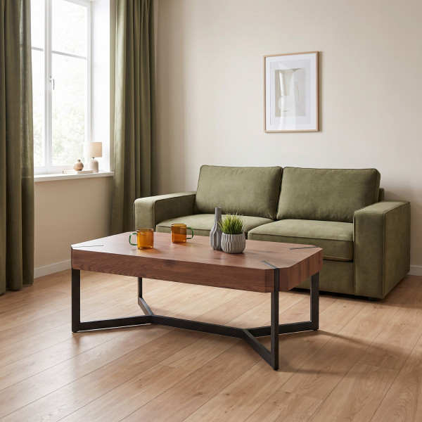 LAYTON modern dohányzóasztal – dió / fekete -110cm