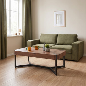 LAYTON modern dohányzóasztal – dió / fekete -110cm HALMAR