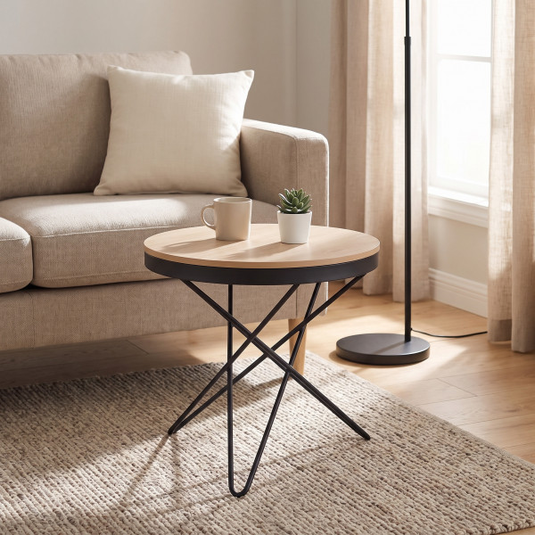 LENNIX modern lerakóasztal – natúr / fekete -60cm