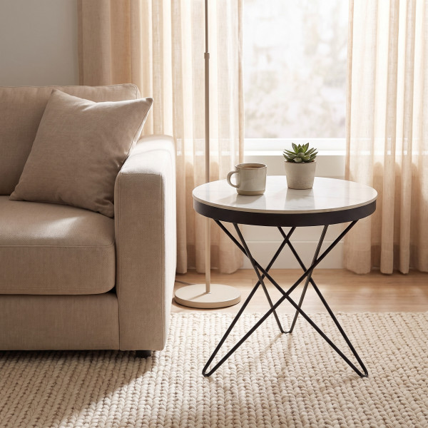 LENNIX modern lerakóasztal – márvány/ fekete -60cm