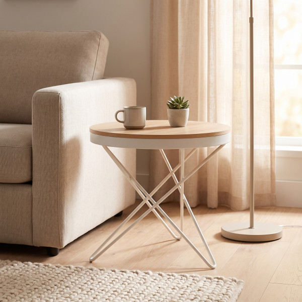 LENNIX modern lerakóasztal – natúr / fehér -60cm
