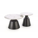 MARLOW modern 2 részes dohányzóasztal szett – fehér márvány / fekete - 70/50cm