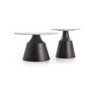 MARLOW modern 2 részes dohányzóasztal szett – fehér márvány / fekete - 70/50cm