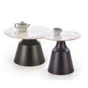 MARLOW modern 2 részes dohányzóasztal szett – fehér márvány / fekete - 70/50cm