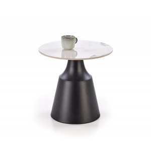 MARLOW modern 2 részes dohányzóasztal szett – fehér márvány / fekete - 70/50cm