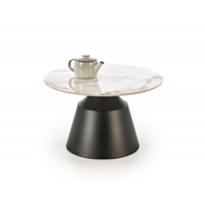 MARLOW modern 2 részes dohányzóasztal szett – fehér márvány / fekete - 70/50cm