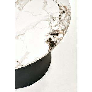 MARLOW modern 2 részes dohányzóasztal szett – fehér márvány / fekete - 70/50cm