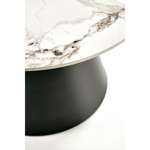 MARLOW modern 2 részes dohányzóasztal szett – fehér márvány / fekete - 70/50cm