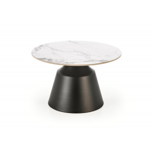 MARLOW modern 2 részes dohányzóasztal szett – fehér márvány / fekete - 70/50cm
