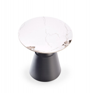 MARLOW modern 2 részes dohányzóasztal szett – fehér márvány / fekete - 70/50cm