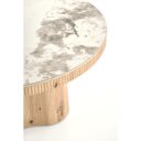 MAVERO modern dohányzóasztal – fehér márvány / natúr - 80cm