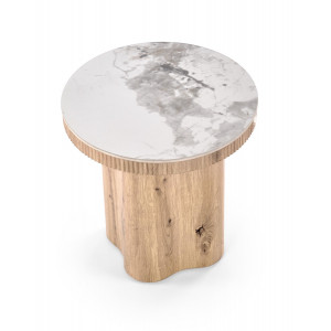MAVERO modern lerakóasztal – fehér márvány / natúr -50cm
