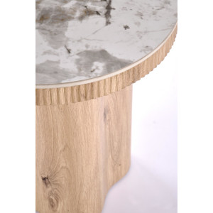 MAVERO modern lerakóasztal – fehér márvány / natúr -50cm