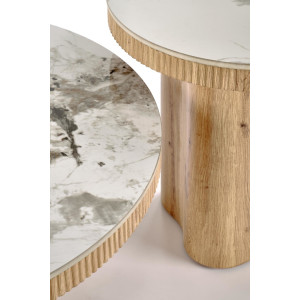 MAVERO modern lerakóasztal – fehér márvány / natúr -50cm
