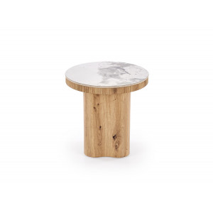 MAVERO modern lerakóasztal – fehér márvány / natúr -50cm