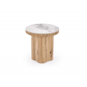 MAVERO modern lerakóasztal – fehér márvány / natúr -50cm