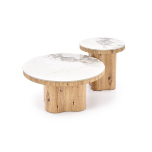 MAVERO modern lerakóasztal – fehér márvány / natúr -50cm