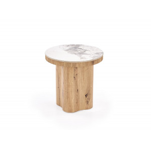 MAVERO modern lerakóasztal – fehér márvány / natúr -50cm