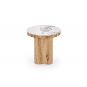 MAVERO modern lerakóasztal – fehér márvány / natúr -50cm HALMAR