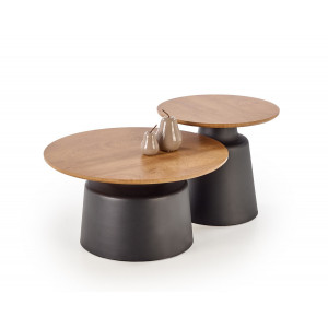 MONTARA modern 2 részes dohányzóasztal szett – natúr / fekete - 70/50cm