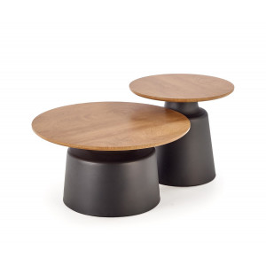 MONTARA modern 2 részes dohányzóasztal szett – natúr / fekete - 70/50cm
