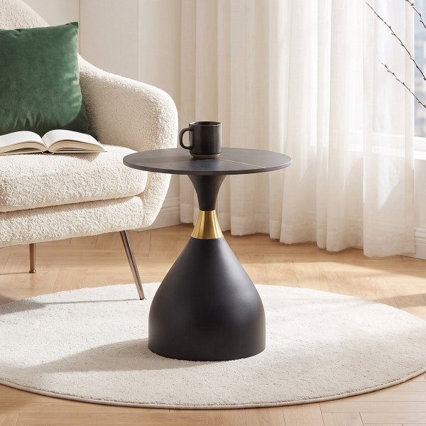 SCALITA modern lerakóasztal – fekete márvány / fekete - 50cm