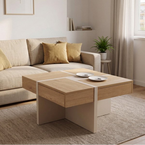 SAVERO modern lerakóasztal – tölgy / kasmír -80cm