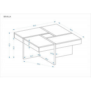 SAVERO modern lerakóasztal – tölgy / kasmír -80cm