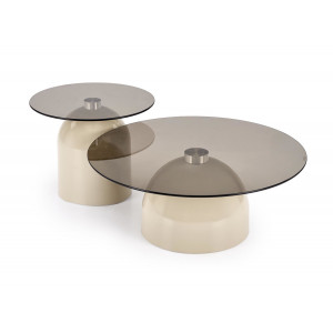 MERAKI modern dohányzóasztal –  üveg / kasmír -80cm