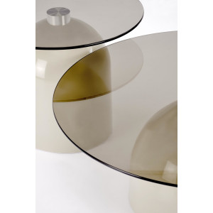 MERAKI modern dohányzóasztal –  üveg / kasmír -80cm