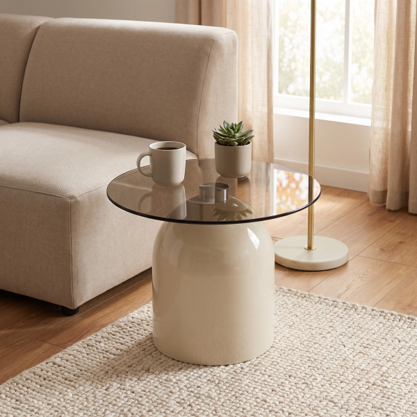 MERAKI modern lerakóasztal –  üveg / kasmír -50cm