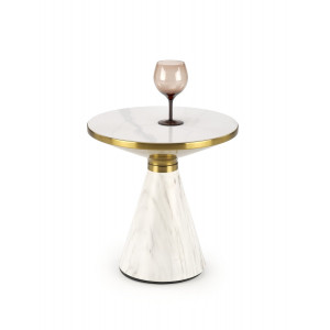 SAVORA modern lerakóasztal – fehér márvány / arany -50cm