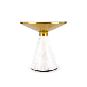 SAVORA modern lerakóasztal – fehér márvány / arany -50cm