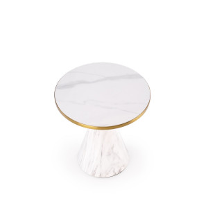 SAVORA modern lerakóasztal – fehér márvány / arany -50cm