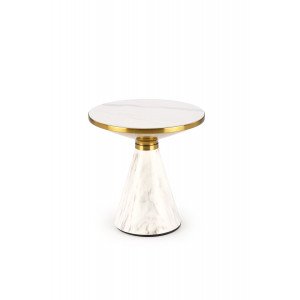SAVORA modern lerakóasztal – fehér márvány / arany -50cm HALMAR