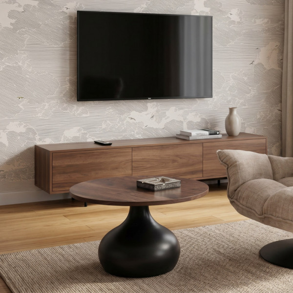FORM modern dohányzóasztal – dió / fekete -70cm